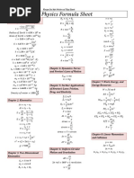 Physics Formulas Sheet