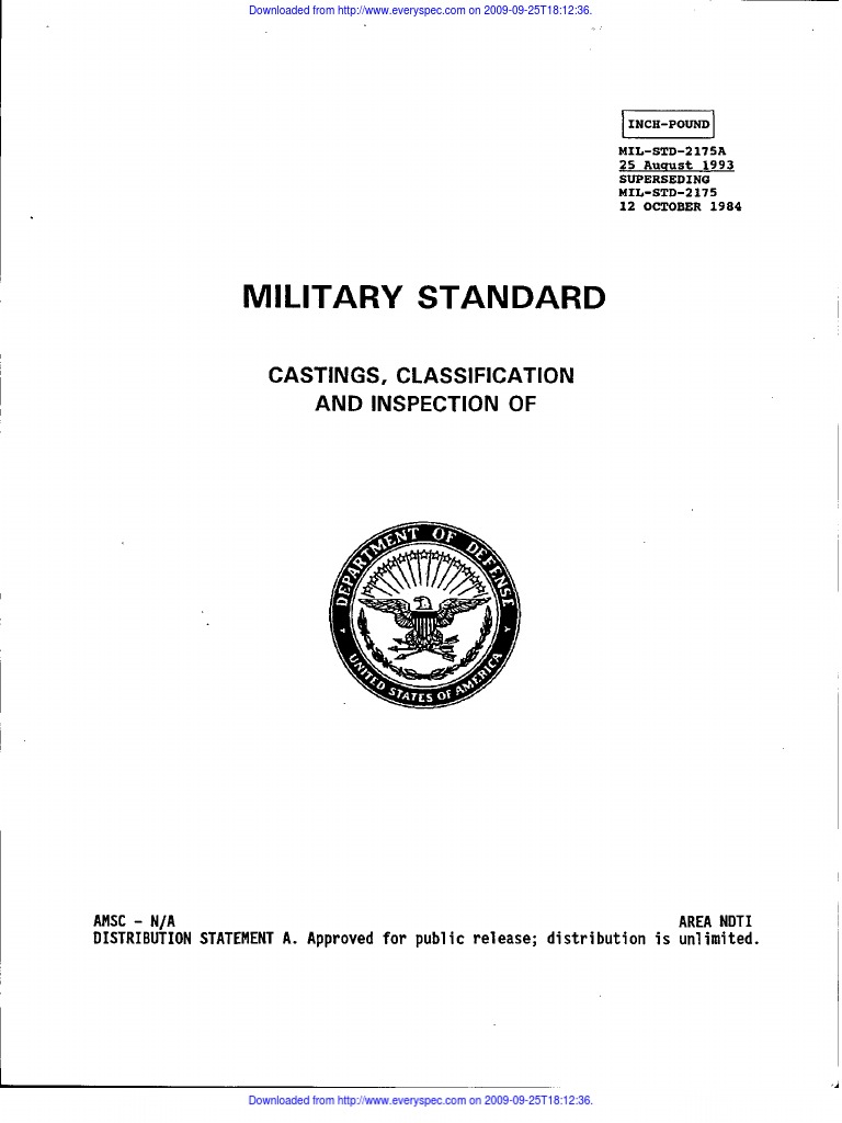 Military Standard for Casting Inspection | PDF | Casting (Metalworking ...