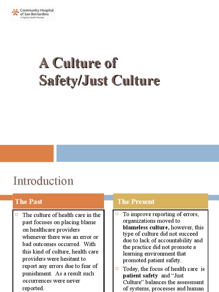 A Culture of Safety/Just Culture PDF Patient Safety Behavior
