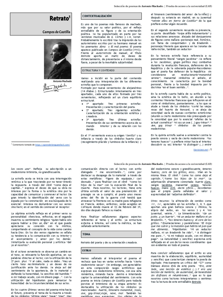 Retrato Comentario | PDF | Poesía