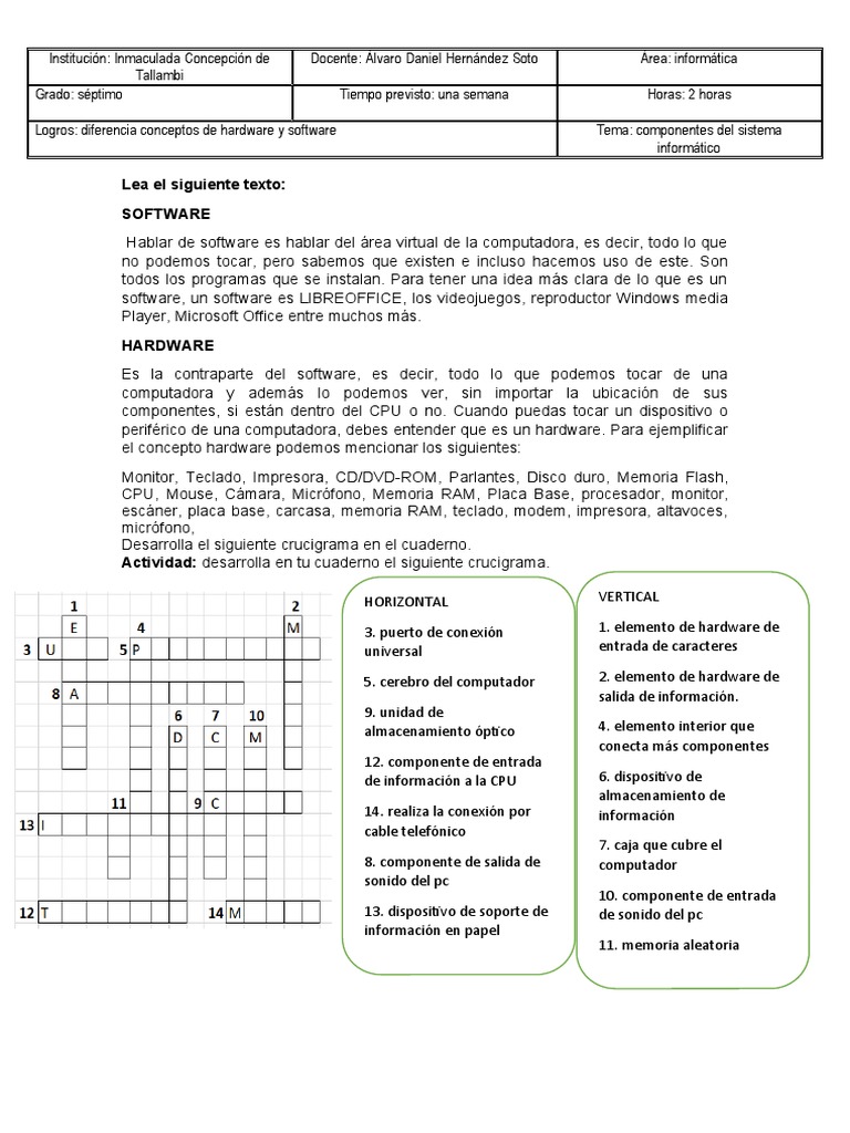 Guias Informatica Septimo | PDF | Hardware de la computadora | Electrónica