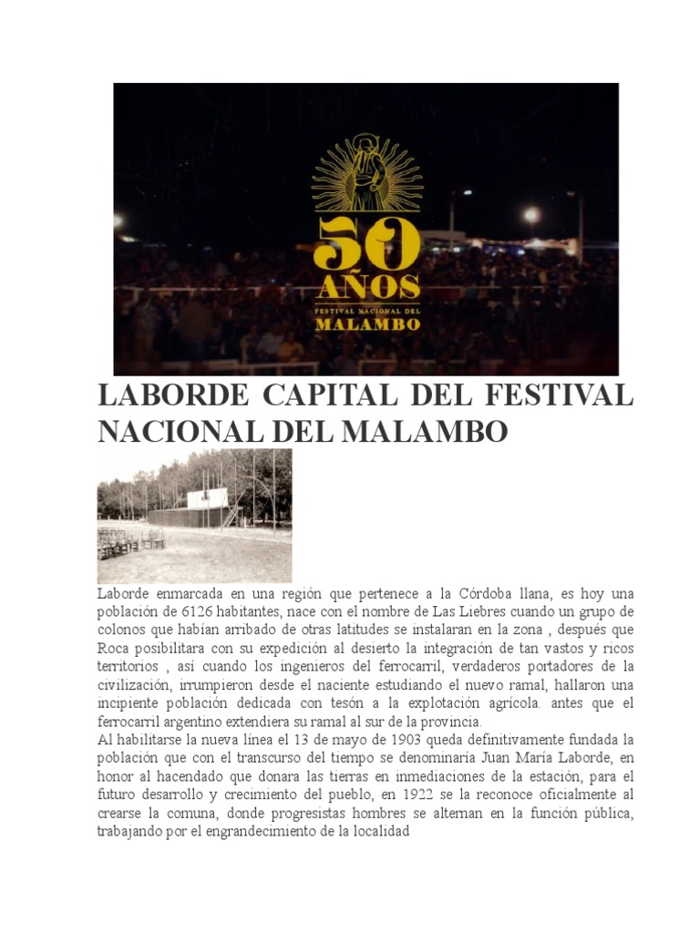 Laborde Capital Del Festival Nacional Del Malambo | PDF | Argentina ...