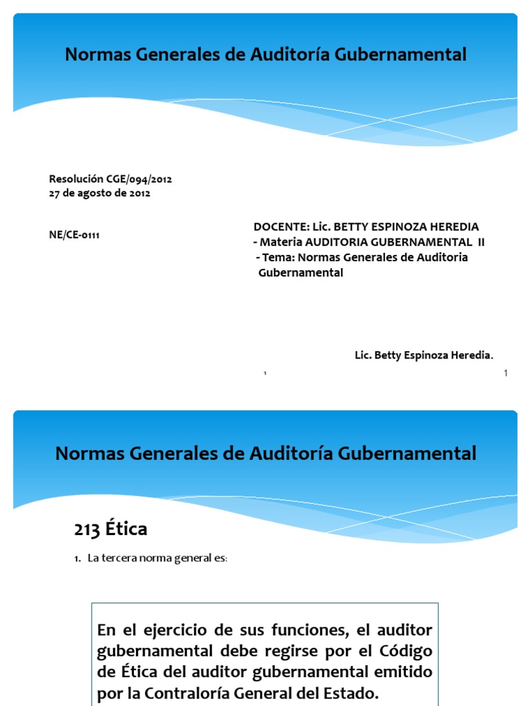Código de Ética del Auditor Gubernamental | PDF | Contralor | Gobierno