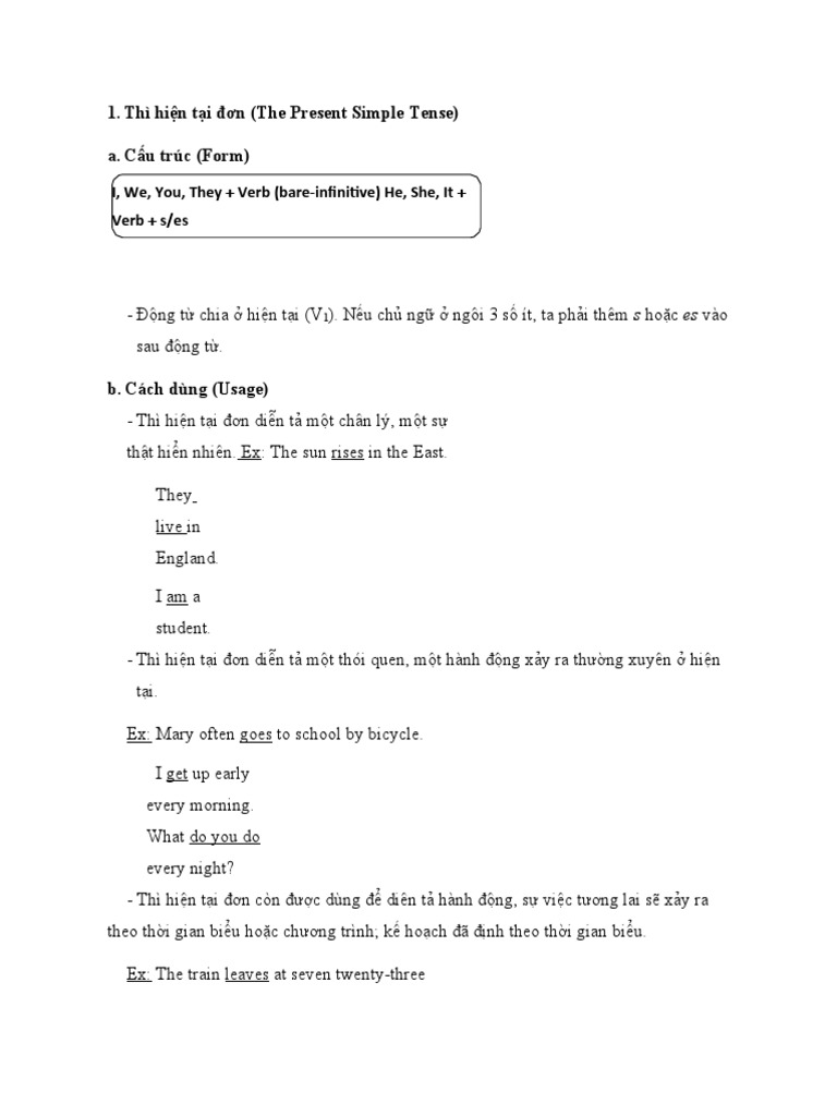Present Tense Exercise | PDF