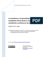 Salgado Garcia, Edgar (2015). La Ensenanza y El Aprendizaje en Modalidad Virtual Desde La Experiencia de Estudiantes y Profesores