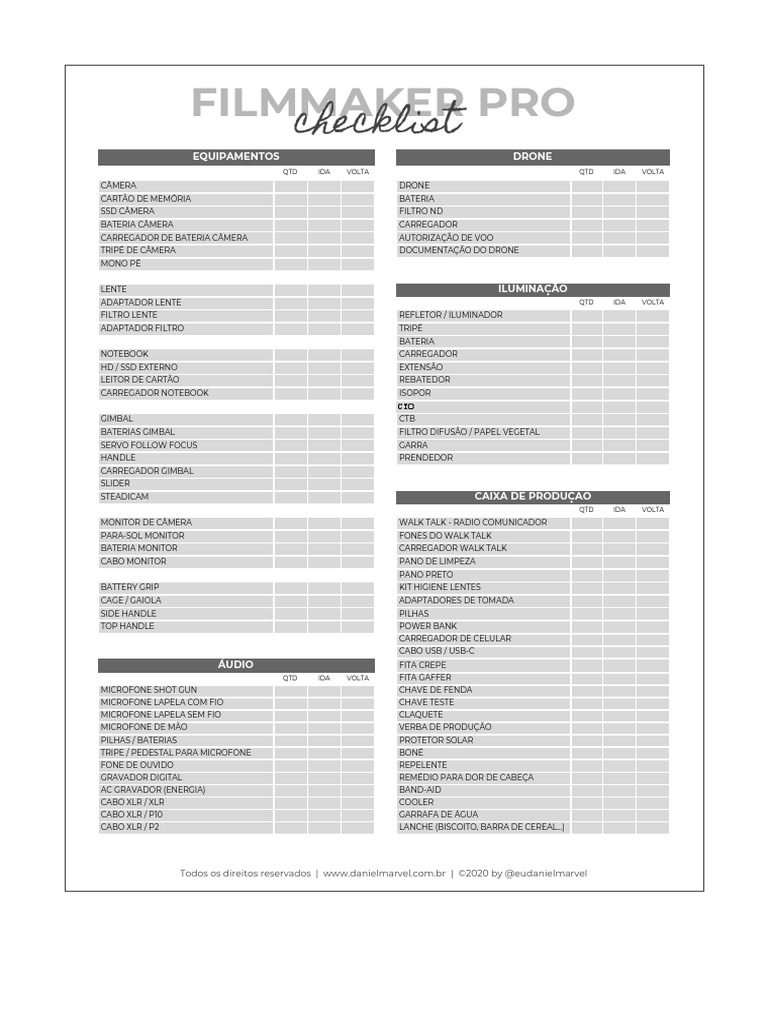 Check List Filmmaker Pro | PDF | Eletrônicos | Bens manufaturados