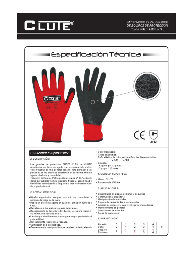 Guantes Super Flex Clute: Protección y Destreza | PDF | Guante