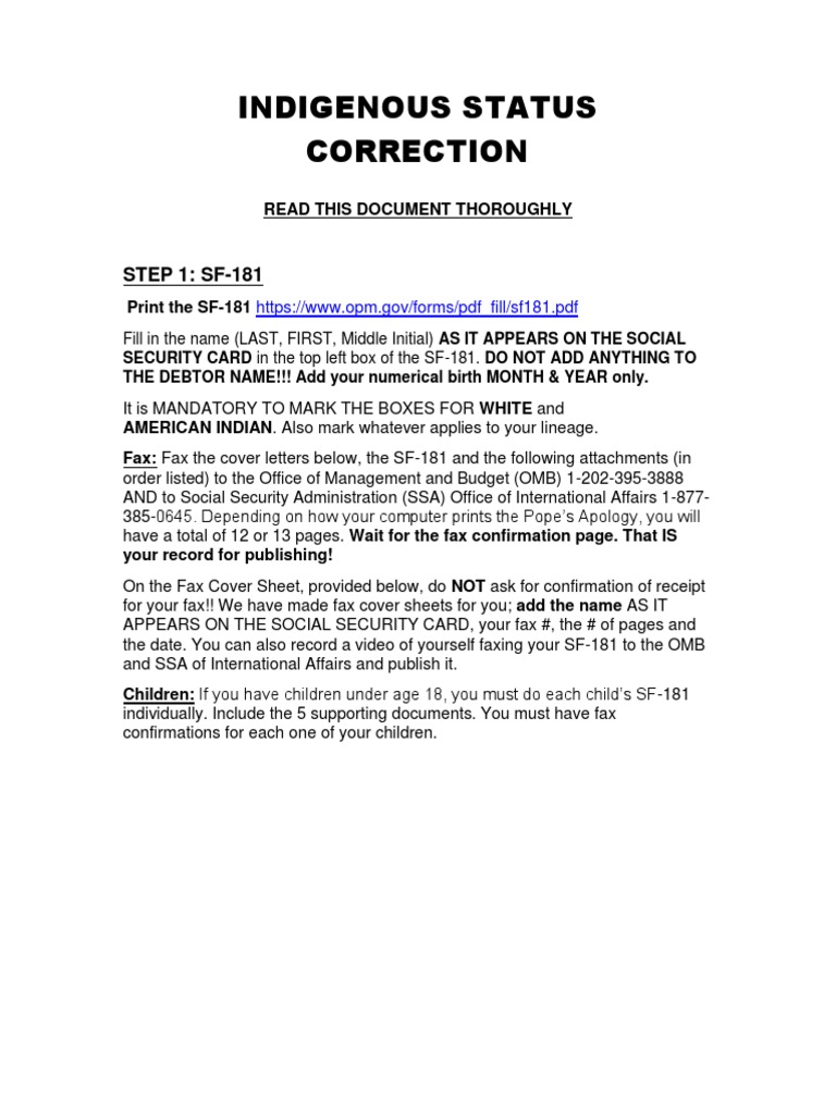 Indigenous Status Correction Process | PDF | Registered Mail | Mail