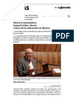 La Jornada - Murió El Matemático Samuel Gitler, Férreo Crítico de La Educación en México