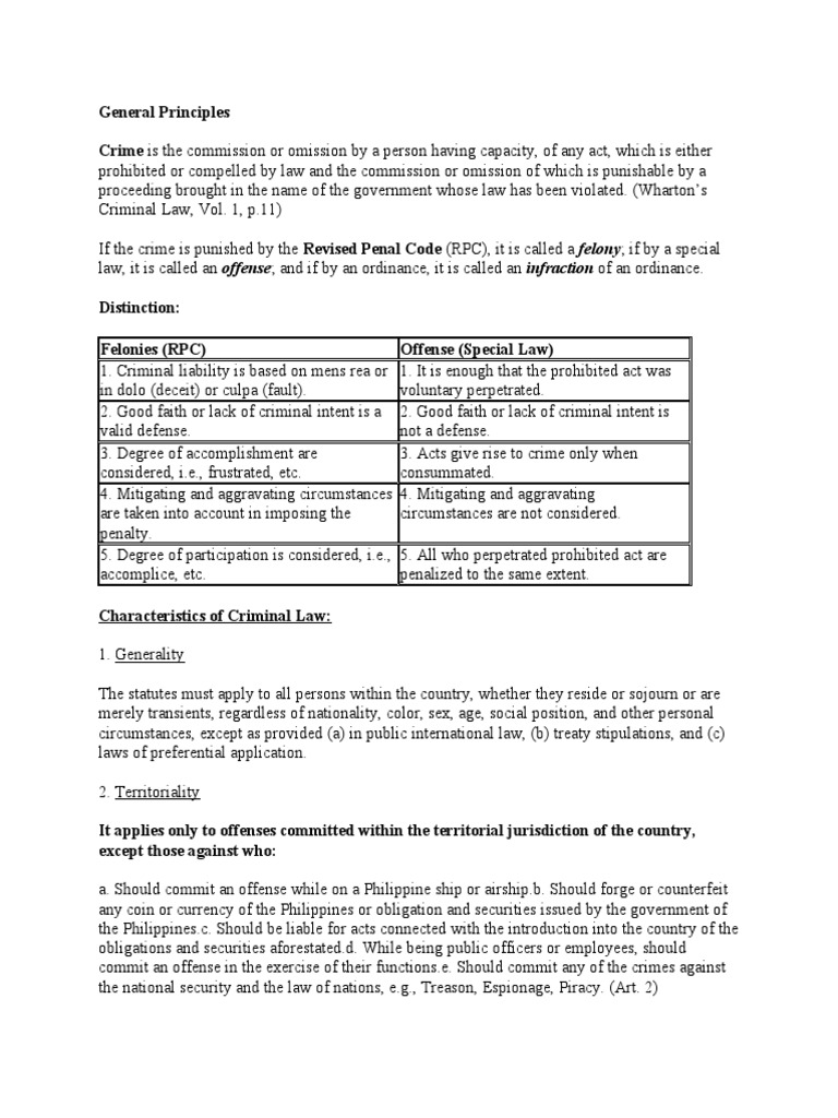 General Principles in Criminal Law | PDF | Criminal Law | Crime & Violence