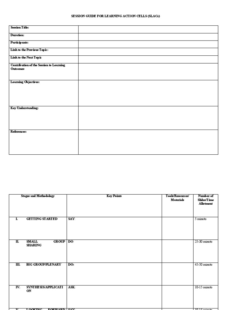 Session Guide For Learning Action Cells | PDF