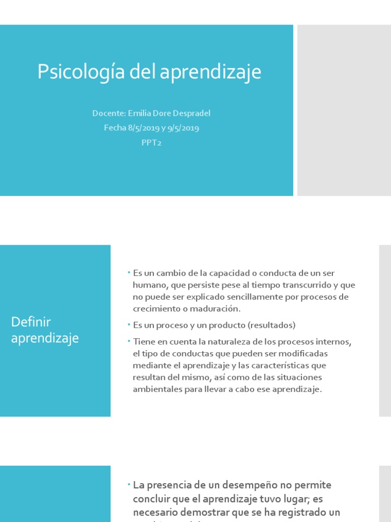 Psicología del Aprendizaje: Procesos y Fases | PDF | Aprendizaje | Memoria