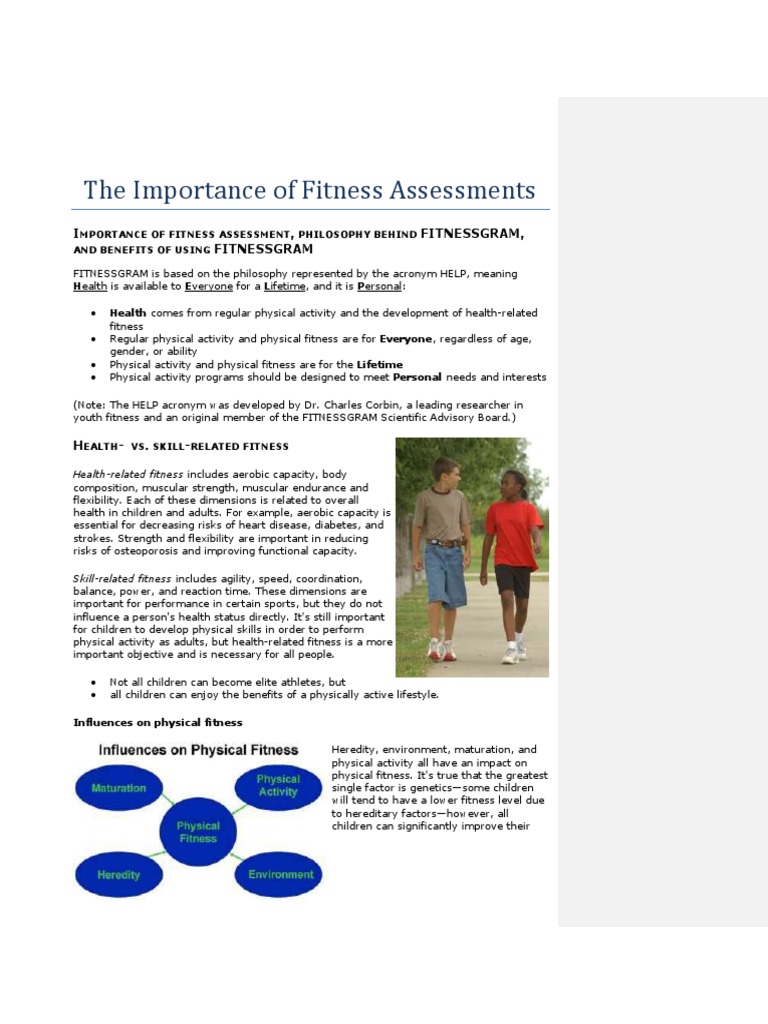 Importance of Fitness Assessments | PDF | Physical Fitness | Health ...