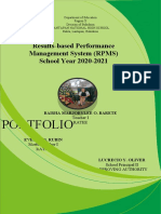 Portfolio: Results-Based Performance Management System (RPMS) School Year 2020-2021