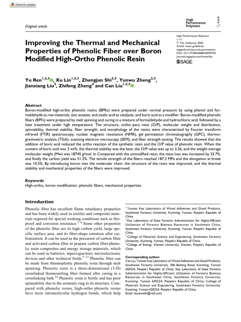 Improving The Thermal and Mechanical Properties of Phenolic Fiber Over