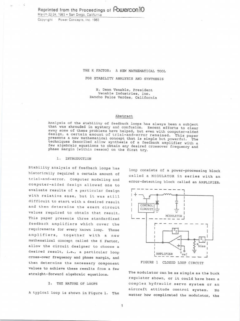 The K Factor A New Mathematical Tool For Stability Analysis PDF
