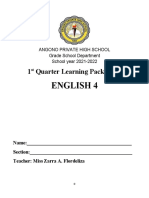 English 4: 1 Quarter Learning Package in