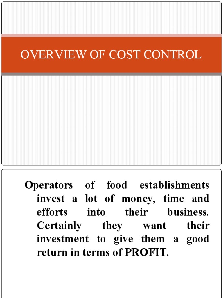 Cost Control Overview for Foodservice | PDF | Cost Accounting | Cost