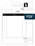 Free Cab Receipt Template PDF