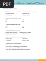 Physics 1.2 Vector Addition, Speed and Velocity - PYT Practice Exercises Sheet