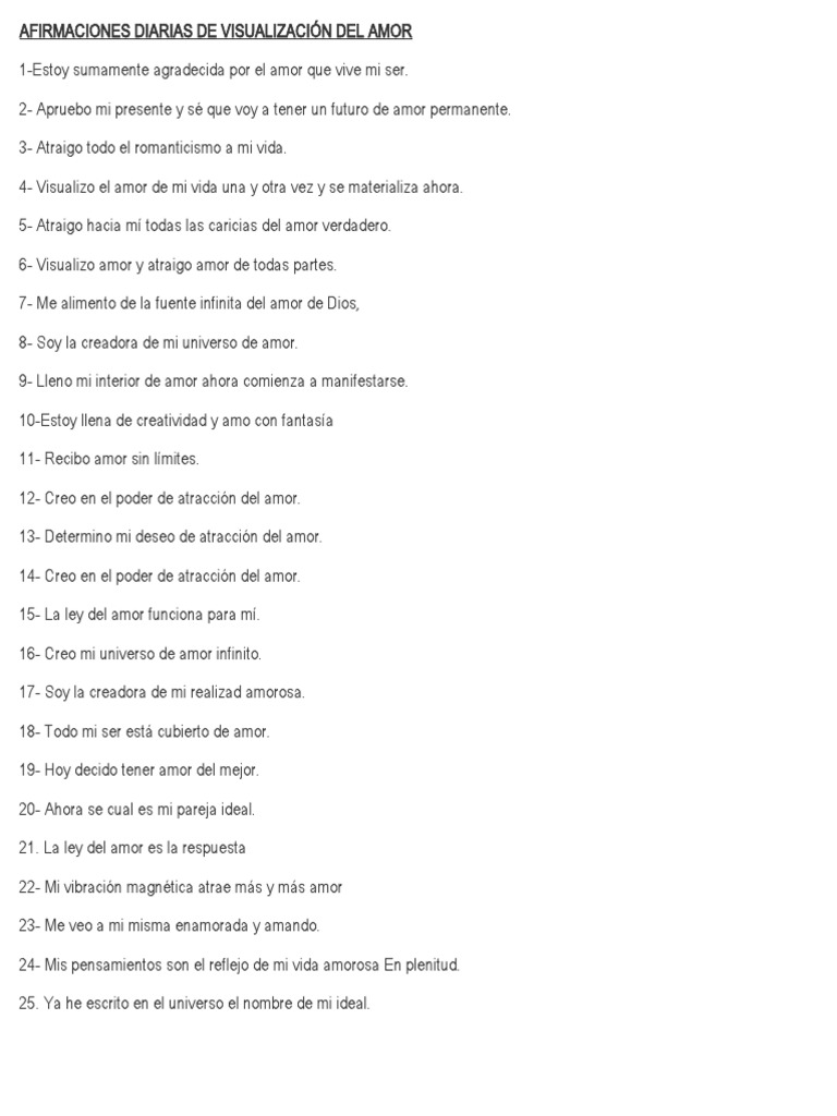 Afirmaciones Diarias para Atraer Amor | PDF