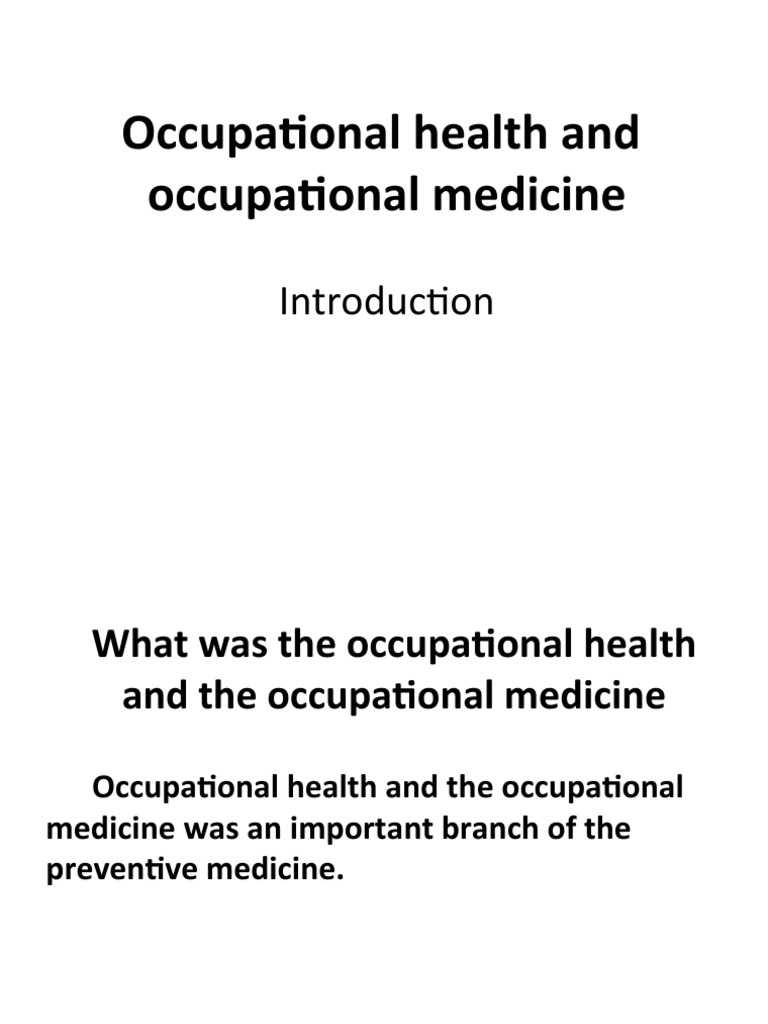 Occupational Health and Occupational Medicine PDF Occupational