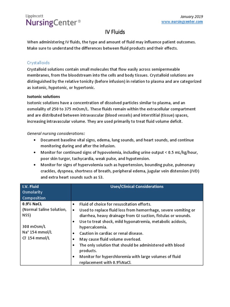 IV Fluids | PDF | Intravenous Therapy | Dehydration