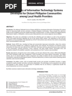 Acceptability of Information Technology Systems Developed For Distant Philippine Communitiesamong Local Health Providers