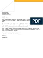 Cover Letter Technical Writer