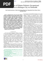 Experiences of Filipino Pediatric Occupational Therapists in Batangas City On Telehealth