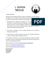 Anonymous Press Release 09/04/2011 - Busqueda de Artistas