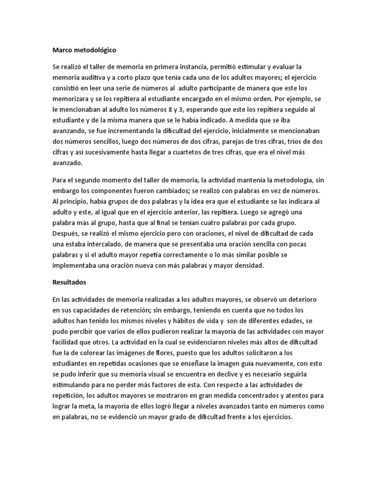 Taller de Memoria para Adultos Mayores | PDF | Memoria | Vejez