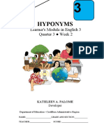 Hyponyms: Learner's Module in English 3 Quarter 3 Week 2