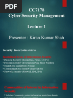 CC7178 Cyber Security Management: Presenter: Kiran Kumar Shah