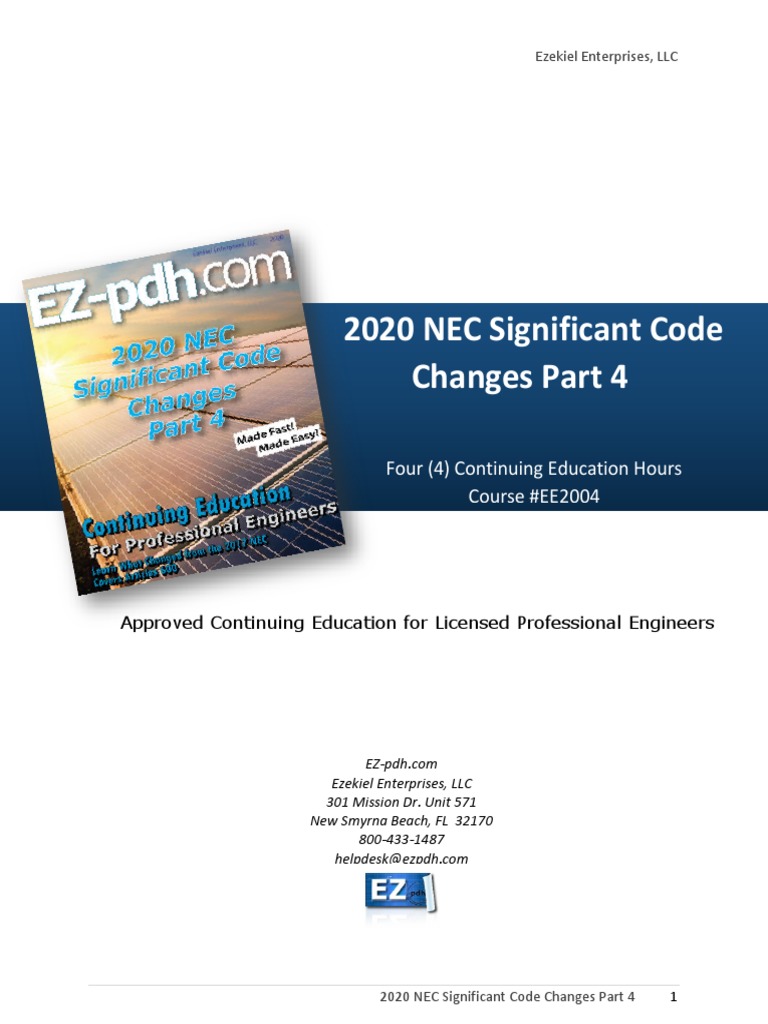2020 Nec Significant Code Changes Part 4 Four 4 Continuing Education