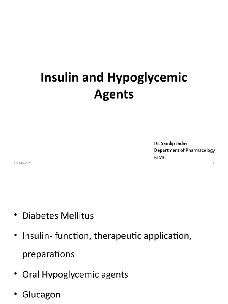 Insulin, Oral Hypoglycaemic Agents, Glucagon | PDF | Insulin | Diabetes