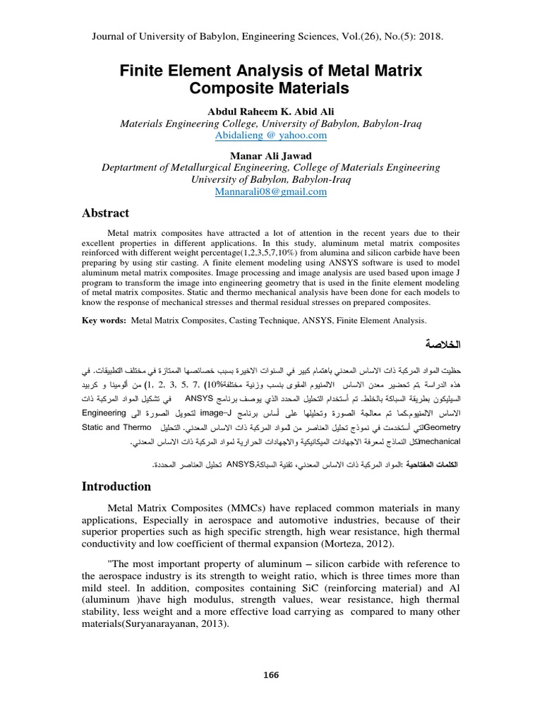 Finite Element Analysis of Metal Matrix Composite Materials | PDF ...