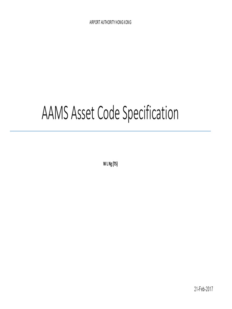 AAMS Asset Code Specification Overview | PDF | Airport | Electrical Grid