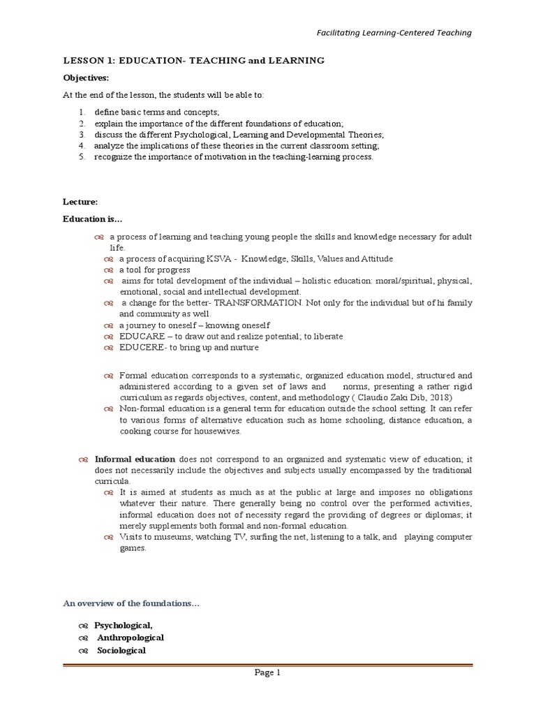 File 2 Facilitating Learning Centered 3 1 - 8 - 0 | PDF | Motivation ...