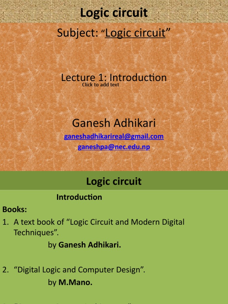Subject: Logic Circuit