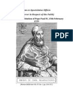 Cum Ex Apostolatus Officio - On Error in Respect of the Faith ( Pope Paul IV )