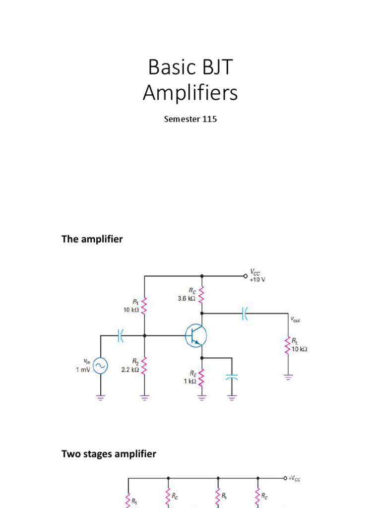 Analysis of Basic BJT Amplifier Circuits Including Coupling Capacitors, Bypass Capacitors