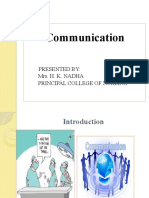 Communication: Presented By: Mrs. H. K. Nadha Principal College of Nursing