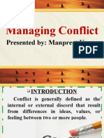 Managing Conflict: Presented By: Manpreet Kaur