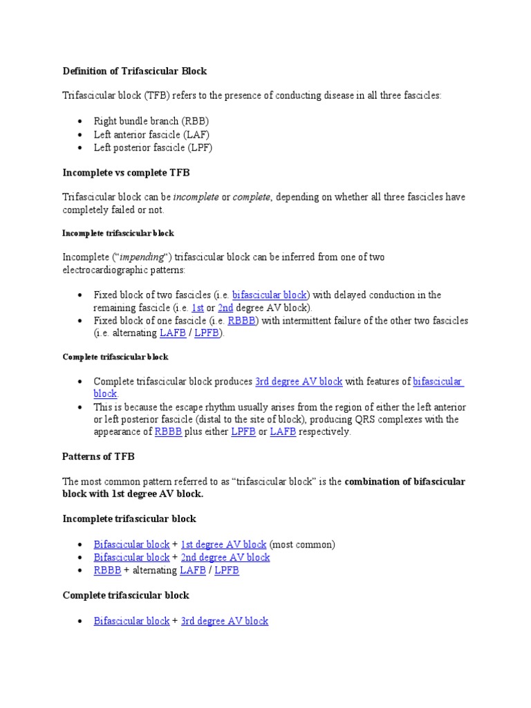 Definition and Patterns of Trifascicular Block | PDF ...