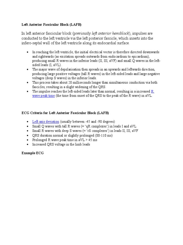 Left Anterior Fascicular Block Overview | PDF
