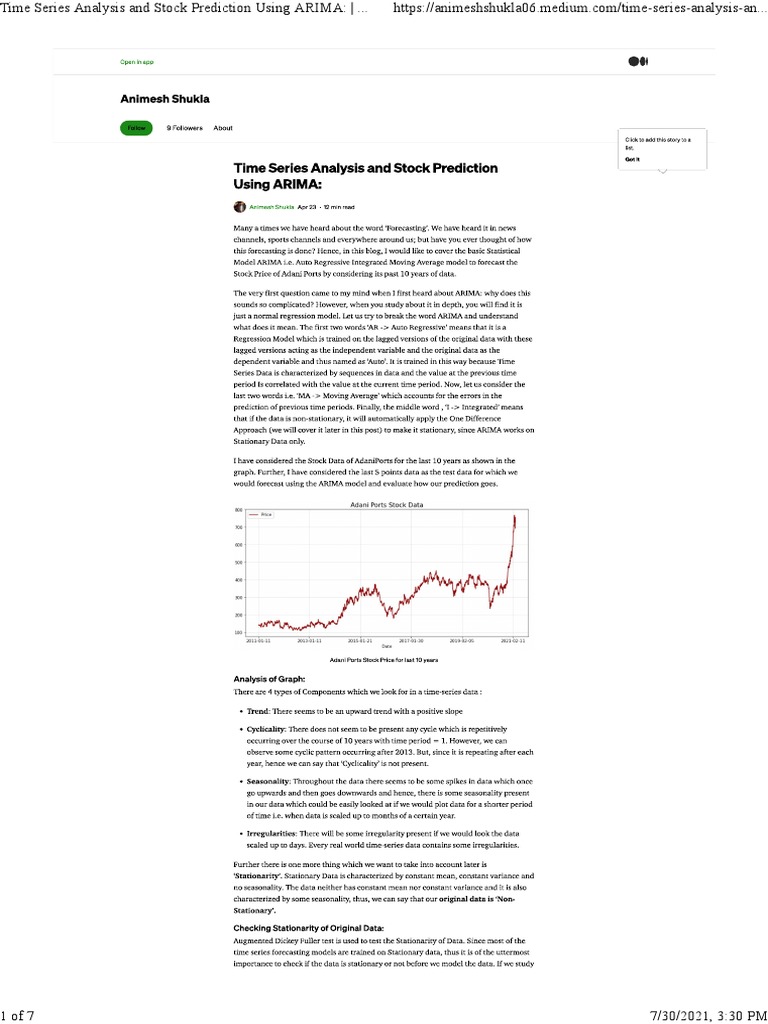 Time Series Analysis and Stock Prediction Using ARIMA | PDF | Games ...