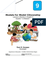 Modals For Model Citizenship: Learner's Module in English 9 Quarter 1 Module 1