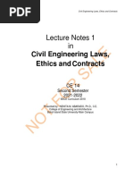 Civil Engineering Laws, Ethics and Contracts: Lecture Notes 1 in