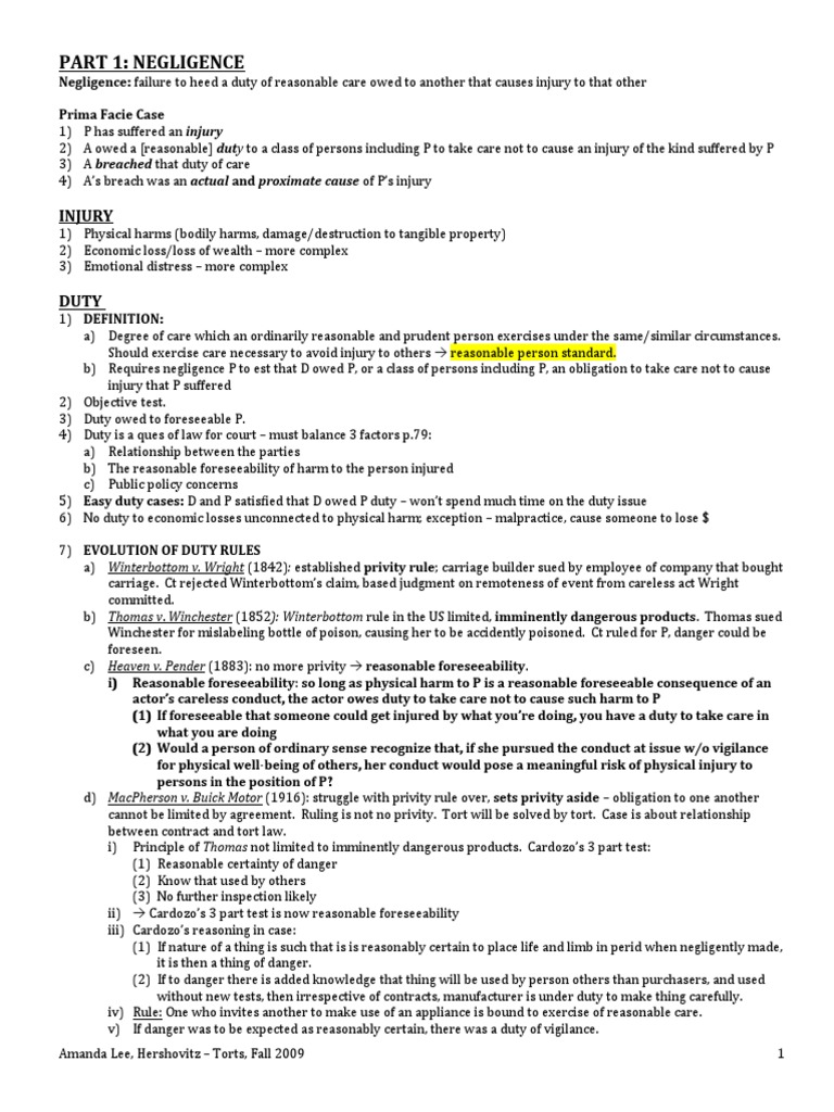 Torts outline nyu picture